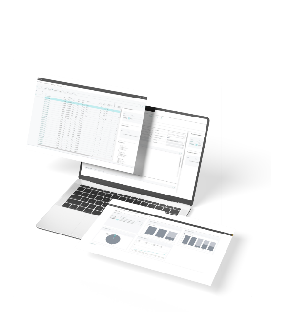 Dashboard con schermi multipli che mostrano l’interfaccia dell’app Data Bridge di Lookie
